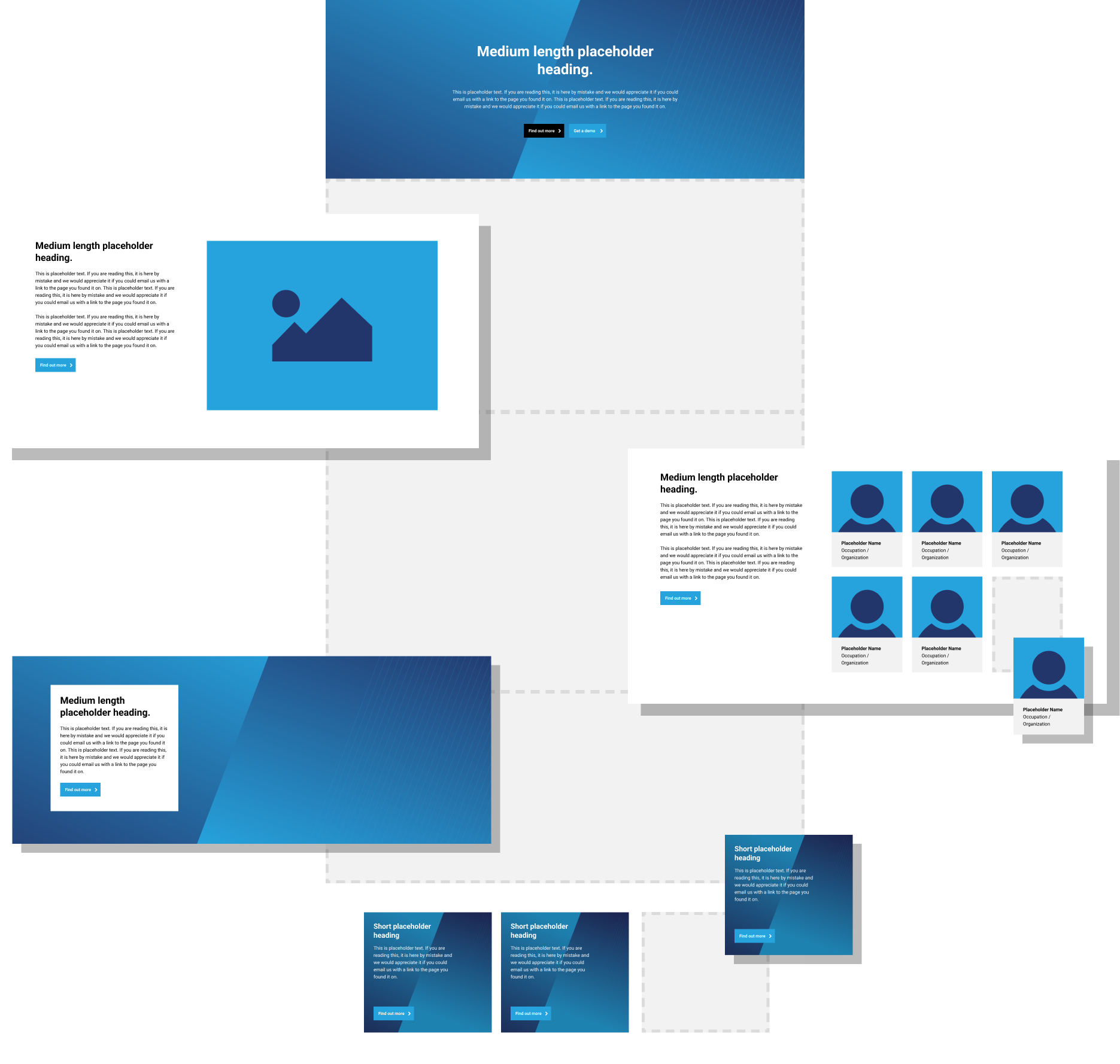 Illustration showing website sections being dragged onto page